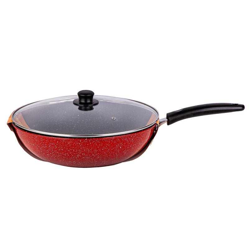 Bister Non-Stick Granite Work With Glass Cover Size, Black & Red, 34Cm - Image 2